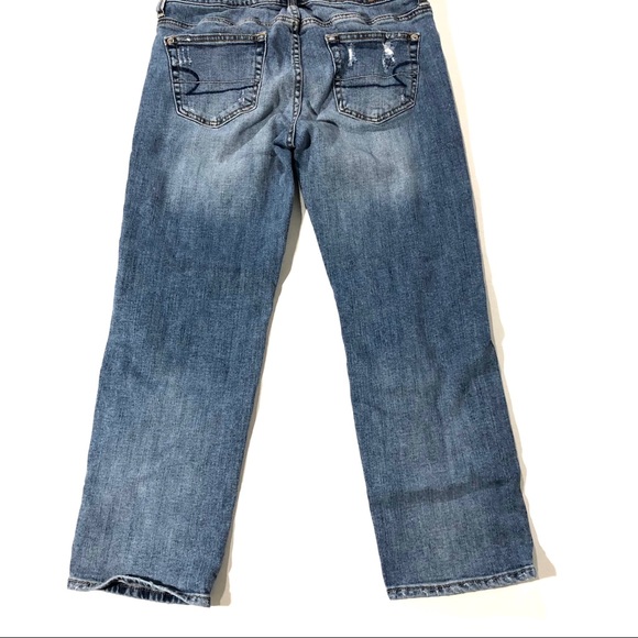 AEO Low Rise Stretch Distressed Boy Fit Crop Jeans - Picture 7 of 8